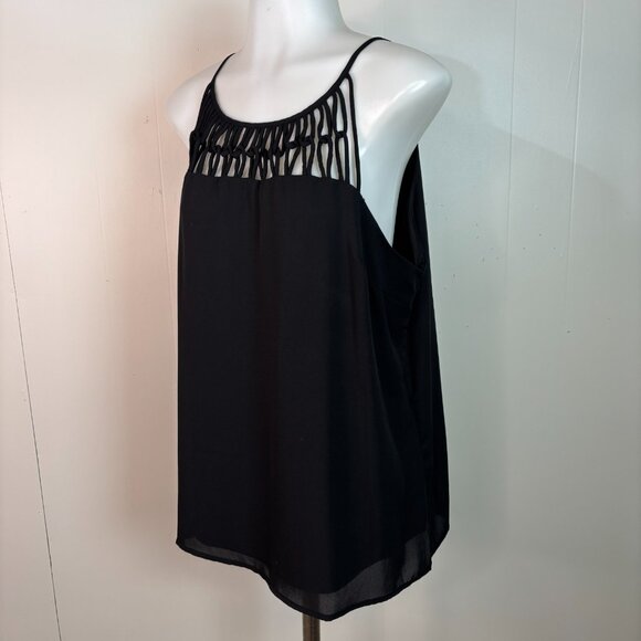 Maurices Tank Top Large Black Lattice Halter Neck Camisole Women's - Picture 3 of 8